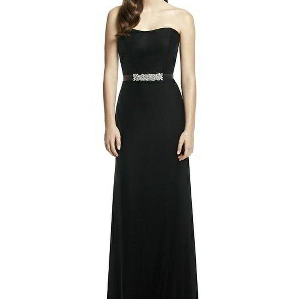 Dessy 2998....Full Length, Strapless, Velvet Gown Dress...Black...Size 10...NWT
